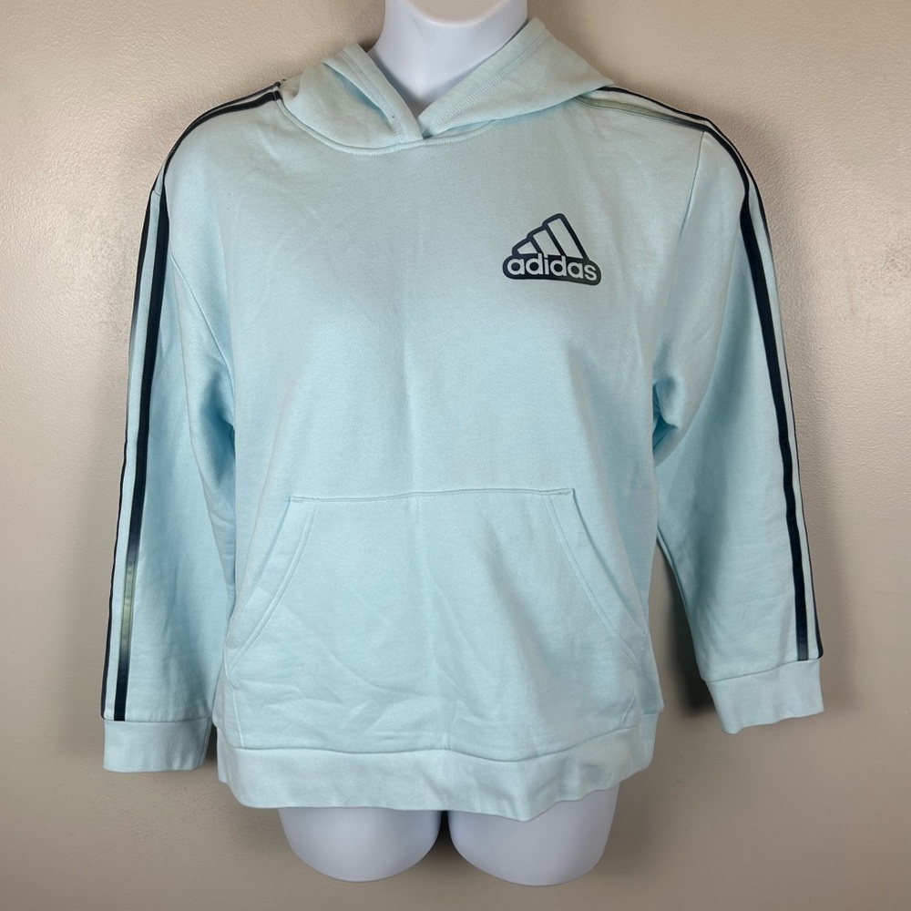 Adidas Game Fade Fleece Hoodie Youth XL 18/20 Aqua Blue 3 Stripes Fade‎ Drip